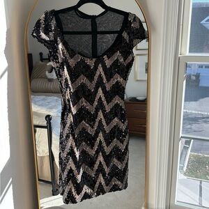 Dress the Population Sequin Chevron Dress